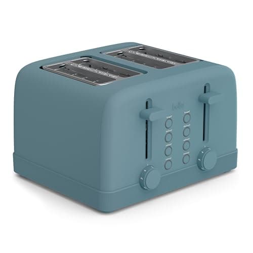 bella 4 Slice Toaster, 6 Setting Shade Control with Reheat & Cancel Buttons, Removable Crumb Tray, Anti Jam & Auto Shutoff, 900 Watt, Surf